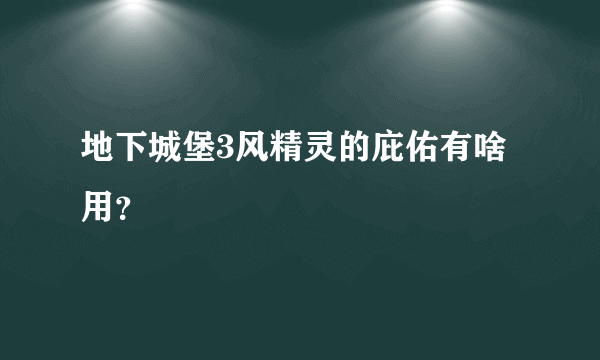 地下城堡3风精灵的庇佑有啥用？