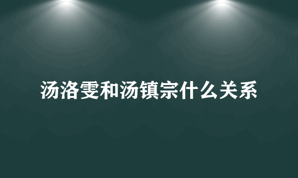 汤洛雯和汤镇宗什么关系