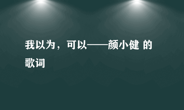 我以为，可以——颜小健 的歌词