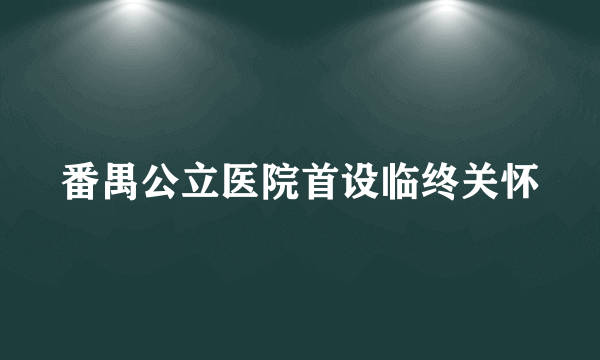 番禺公立医院首设临终关怀