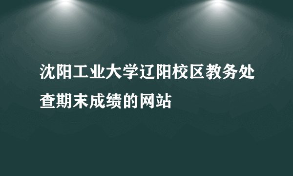 沈阳工业大学辽阳校区教务处查期末成绩的网站