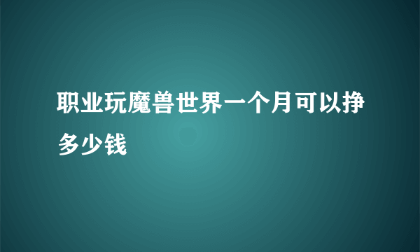 职业玩魔兽世界一个月可以挣多少钱