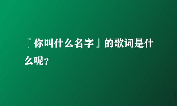 『你叫什么名字』的歌词是什么呢？