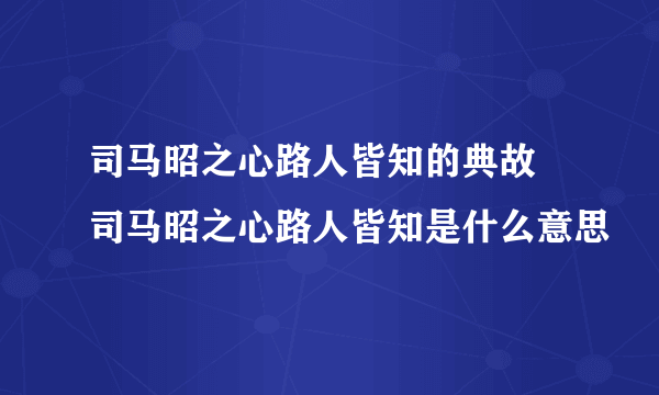 司马昭之心路人皆知的典故 司马昭之心路人皆知是什么意思