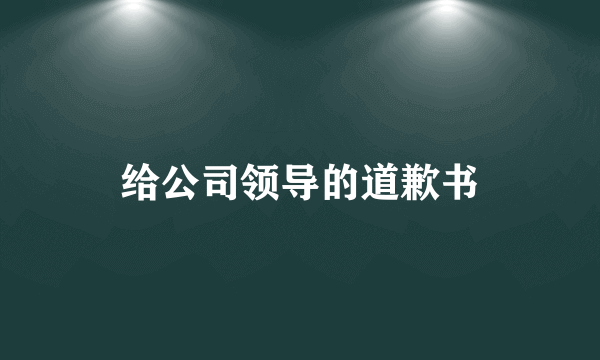 给公司领导的道歉书