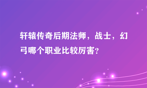 轩辕传奇后期法师，战士，幻弓哪个职业比较厉害？