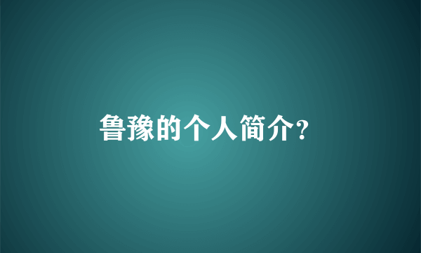 鲁豫的个人简介？