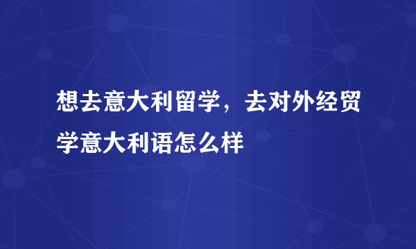 想去意大利留学，去对外经贸学意大利语怎么样