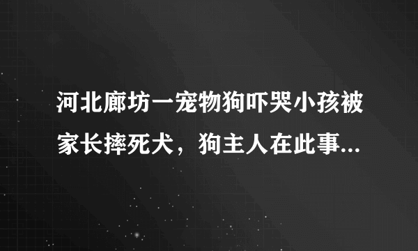 河北廊坊一宠物狗吓哭小孩被家长摔死犬，狗主人在此事中有哪些责任？