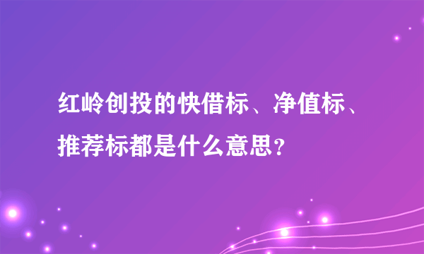 红岭创投的快借标、净值标、推荐标都是什么意思？