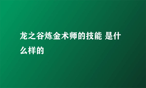 龙之谷炼金术师的技能 是什么样的