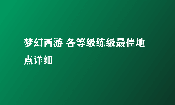 梦幻西游 各等级练级最佳地点详细