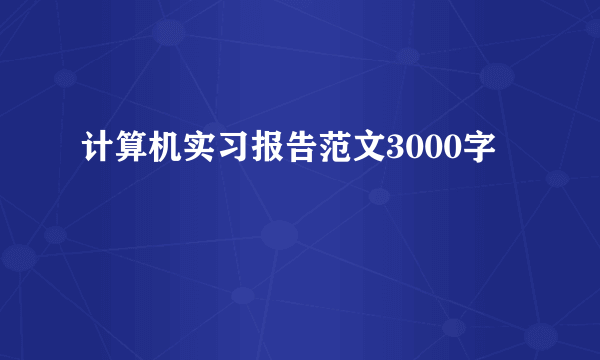 计算机实习报告范文3000字