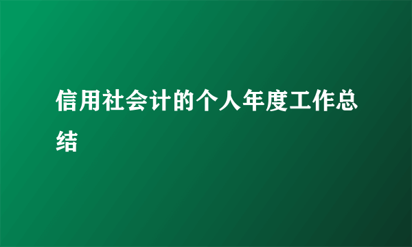 信用社会计的个人年度工作总结