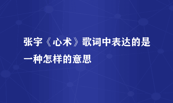 张宇《心术》歌词中表达的是一种怎样的意思