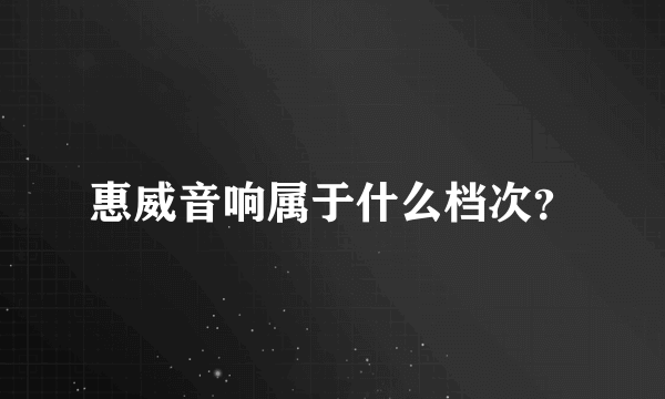 惠威音响属于什么档次？