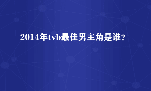 2014年tvb最佳男主角是谁？