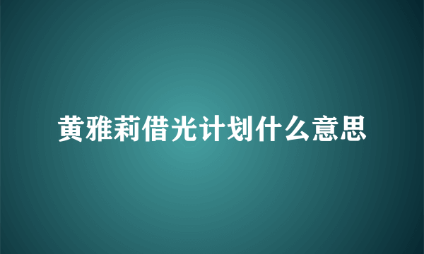 黄雅莉借光计划什么意思