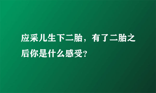 应采儿生下二胎，有了二胎之后你是什么感受？