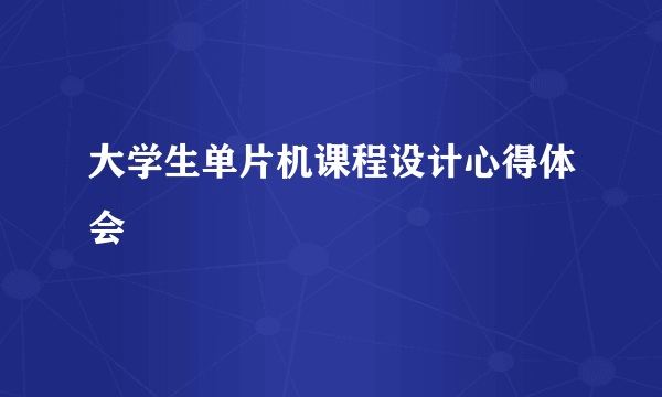 大学生单片机课程设计心得体会