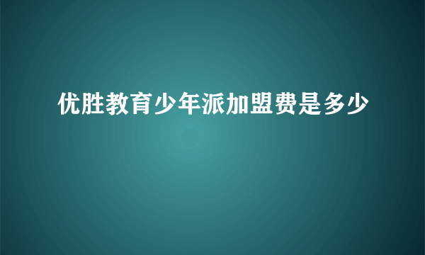 优胜教育少年派加盟费是多少