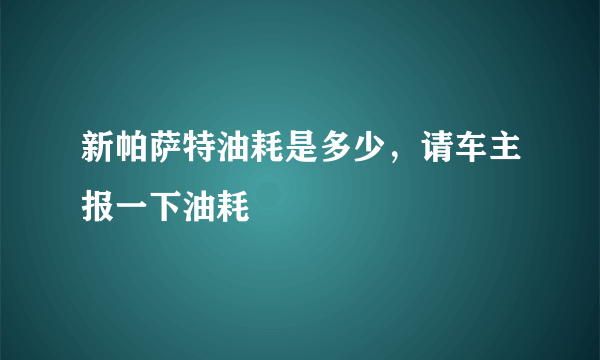 新帕萨特油耗是多少，请车主报一下油耗