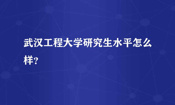 武汉工程大学研究生水平怎么样？