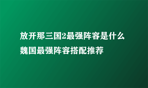 放开那三国2最强阵容是什么 魏国最强阵容搭配推荐