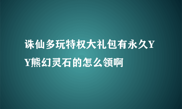 诛仙多玩特权大礼包有永久YY熊幻灵石的怎么领啊