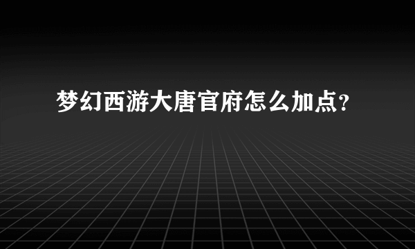 梦幻西游大唐官府怎么加点？