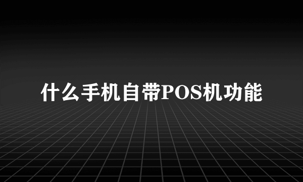 什么手机自带POS机功能