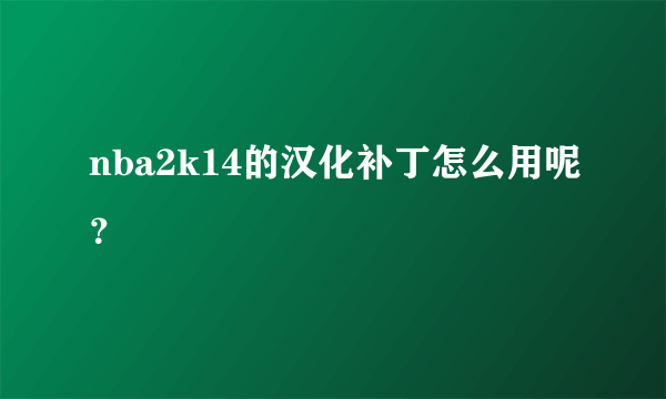 nba2k14的汉化补丁怎么用呢？