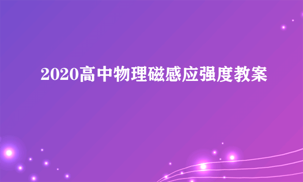 2020高中物理磁感应强度教案