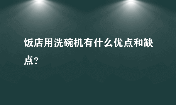 饭店用洗碗机有什么优点和缺点？