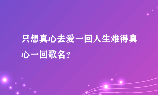 只想真心去爱一回人生难得真心一回歌名？