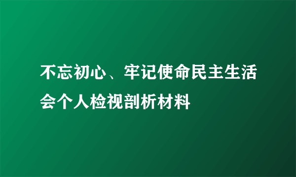 不忘初心、牢记使命民主生活会个人检视剖析材料