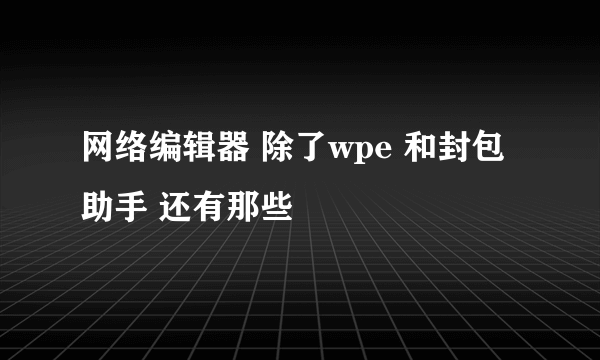 网络编辑器 除了wpe 和封包助手 还有那些