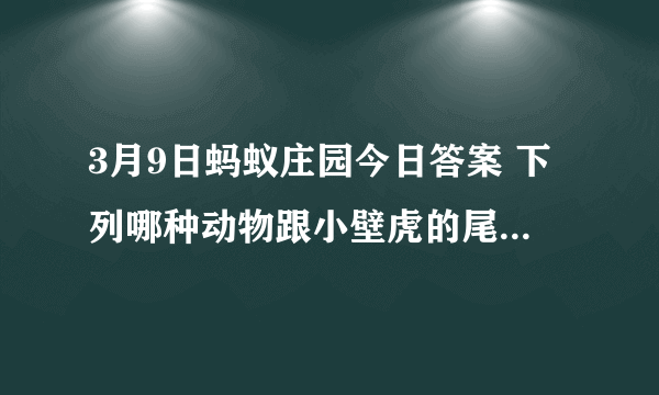 3月9日蚂蚁庄园今日答案 下列哪种动物跟小壁虎的尾巴一样有再生功能