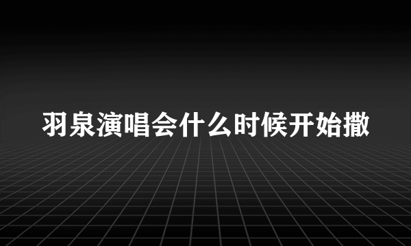 羽泉演唱会什么时候开始撒