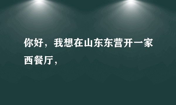 你好，我想在山东东营开一家西餐厅，