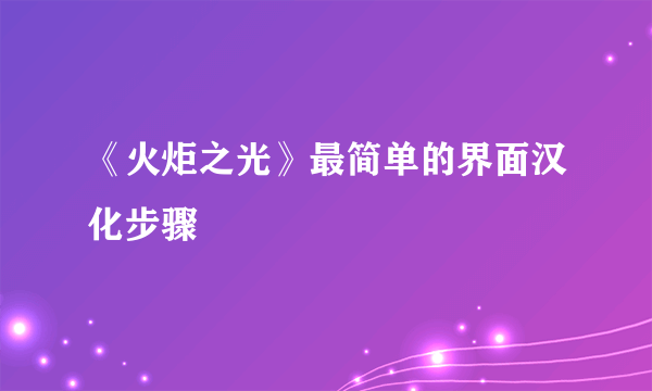 《火炬之光》最简单的界面汉化步骤