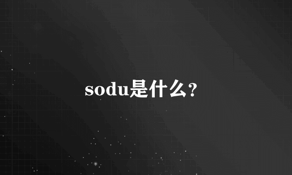 sodu是什么？