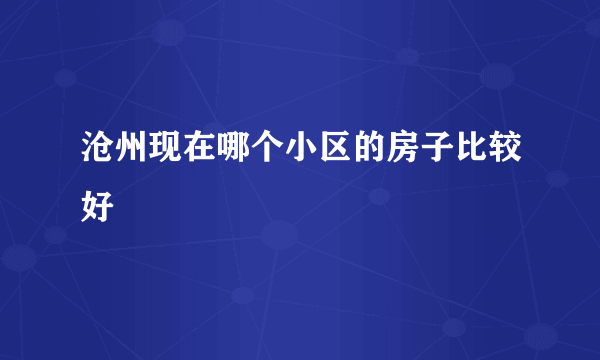 沧州现在哪个小区的房子比较好