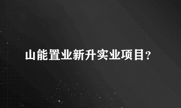 山能置业新升实业项目？