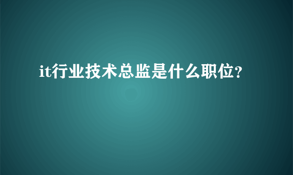 it行业技术总监是什么职位？