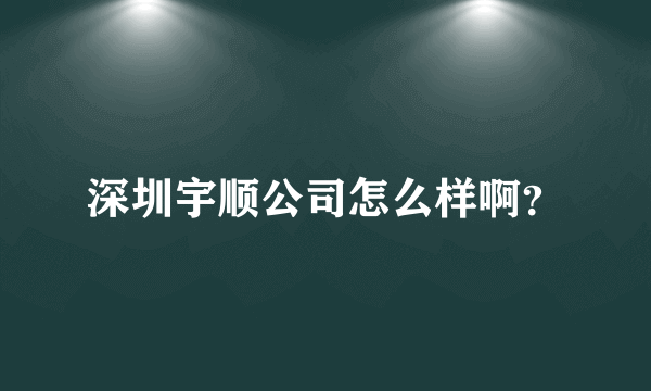 深圳宇顺公司怎么样啊？