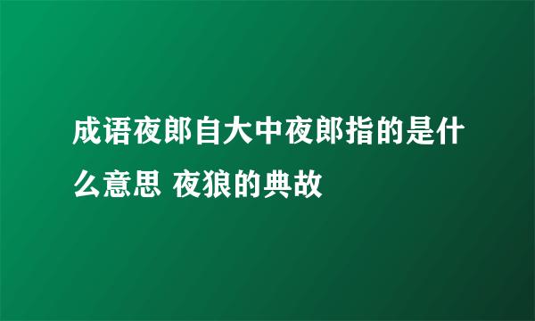 成语夜郎自大中夜郎指的是什么意思 夜狼的典故