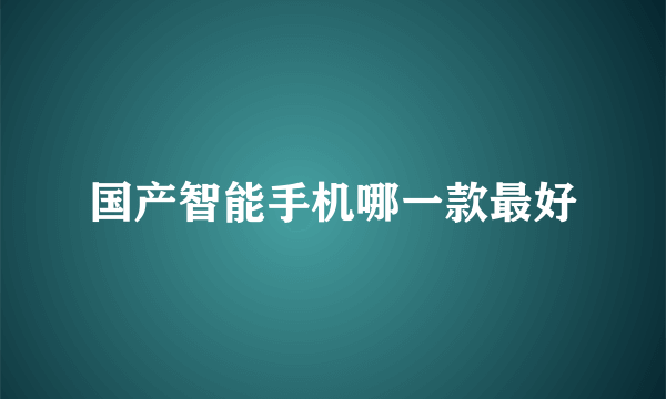 国产智能手机哪一款最好