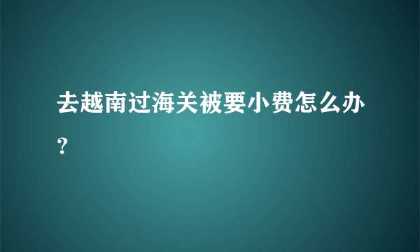 去越南过海关被要小费怎么办？