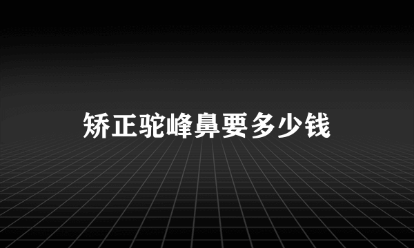 矫正驼峰鼻要多少钱